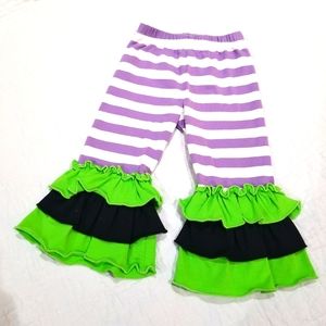 Ruffled Hem Pants Toddler Girl Striped 24mths